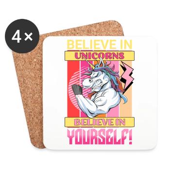 Licorne Foi Motivation Positif Succès Magique - Dessous de verre (lot de 4) - blanc - Devant