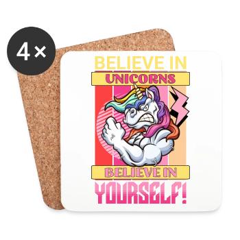 Licorne Foi Motivation Positif Succès Magique - Dessous de verre (lot de 4) - blanc - Devant