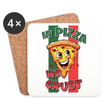 In Pizza We Crust Pizza Slice Face Laughs Funny - Coasters (set of 4) - white - Front