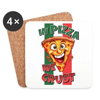 In Pizza We Crust Pizza Slice Face Laughs Funny - Coasters (set of 4) - white - Front