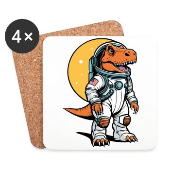 Dinosaurier Astronaut Illustration - Untersetzer (4er-Set) - Weiß - Vorne