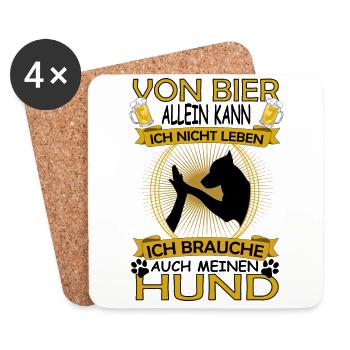 Hund und Bier Liebhaber Spruch High Five - Untersetzer (4er-Set) - Weiß - Vorne
