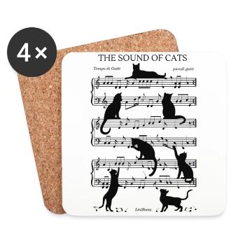 Chats musical notes black - Dessous de verre (lot de 4) - blanc - Devant