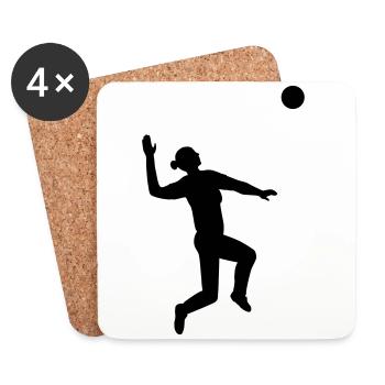Anmutiger Volleyball Sprung Schwarz - Untersetzer (4er-Set) - Weiß - Vorne