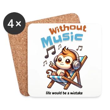 Without Music Monkey - Coasters (set of 4) - white - Front