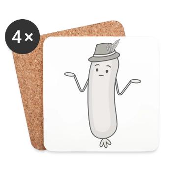 Lustige Weißwurst Weisswuascht Wurst Weisswurst - Dessous de verre (lot de 4) - blanc - Devant