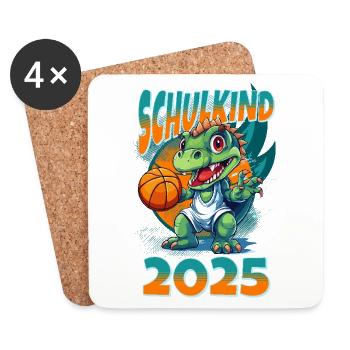 School Child 2025 Dinosaur Dino School Enrollment School - Coasters (set of 4) - white - Front