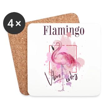 Flamingo Vibes Oiseau Exotique Été Rose Rose - Dessous de verre (lot de 4) - blanc - Devant