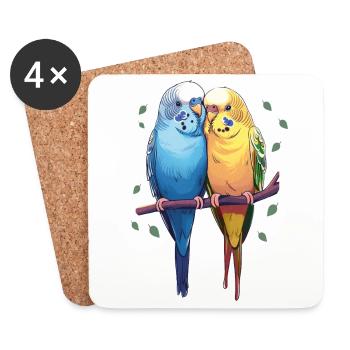 Budgies - Coasters (set of 4) - white - Front