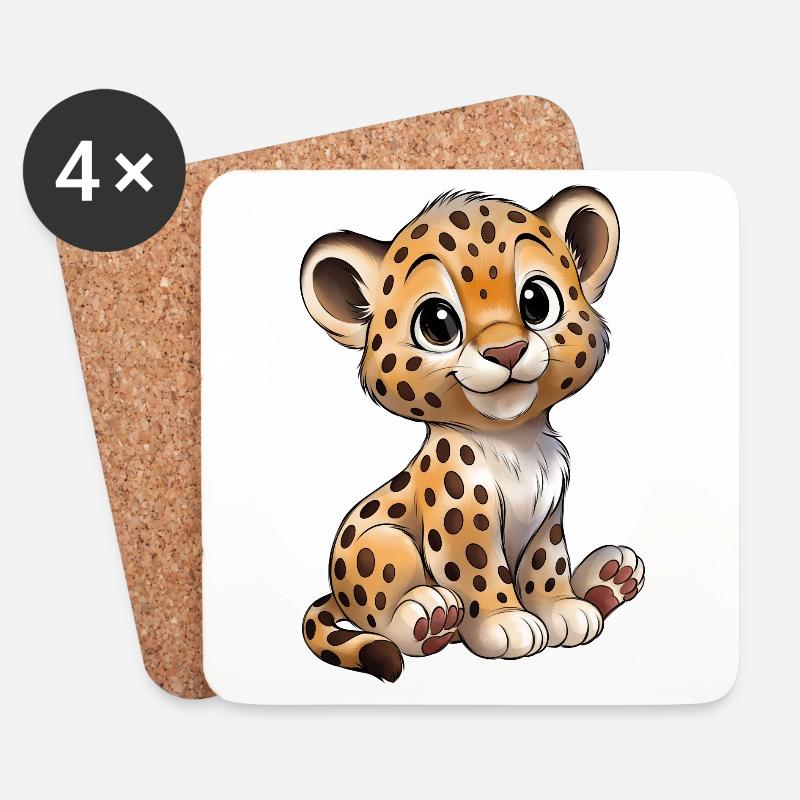 Leopard - Untersetzer (4er-Set) - Weiß