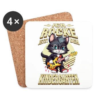 Kindergarten Kita Katze Gitarre Rock Musik - Untersetzer (4er-Set) - Weiß - Vorne