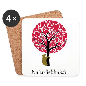 Naturliebhaber Bär Natur Liebe Naturschutz - Untersetzer (4er-Set) - Weiß - Vorne