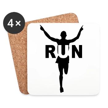 Run, course à pied, jogging , marathon - Dessous de verre (lot de 4) - blanc - Devant