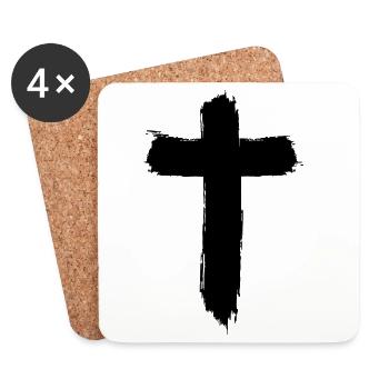 Kreuz Design im Graffiti-Style - Untersetzer (4er-Set) - Weiß - Vorne