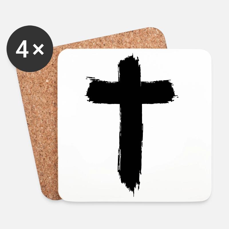 Kreuz Design im Graffiti-Style - Untersetzer (4er-Set) - Weiß