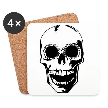 head skull Totenkopf bones beliebt sticker shirt - Untersetzer (4er-Set) - Weiß - Vorne