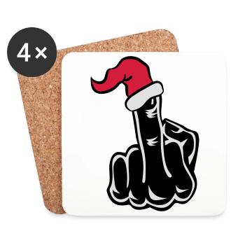 Stinkefinger Fuck Xmas Christmas - Untersetzer (4er-Set) - Weiß - Vorne