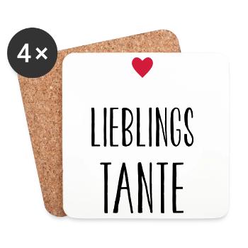 Tante Lieblingstante Herz Geschenkidee Patentante - Untersetzer (4er-Set) - Weiß - Vorne