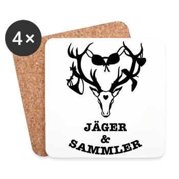 55 Hirsch Jäger & Sammler - Untersetzer (4er-Set) - Weiß - Vorne