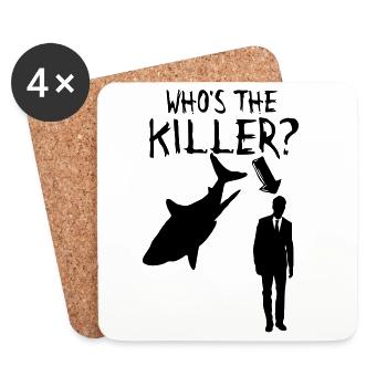 Human vs Shark (Mensch vs Hai) Tierschutz Geschenk - Untersetzer (4er-Set) - Weiß - Vorne