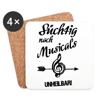 Süchtig nach Musicals Geschenk - Untersetzer (4er-Set) - Weiß - Vorne
