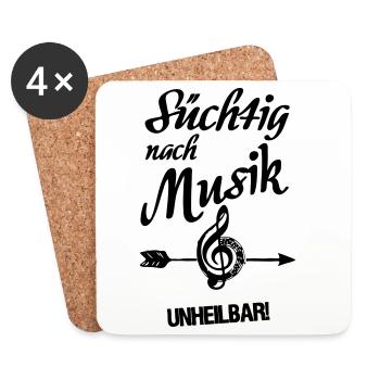 Süchtig nach Musik Musiker Band Fun Geschenk - Untersetzer (4er-Set) - Weiß - Vorne