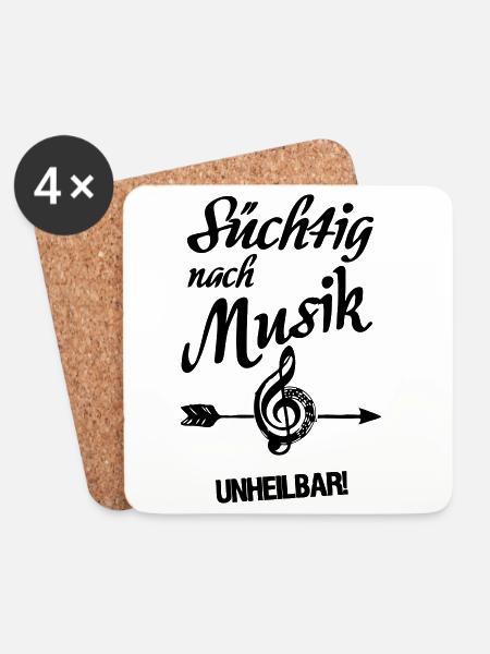 Süchtig nach Musik Musiker Band Fun Geschenk - Untersetzer (4er-Set) - Weiß
