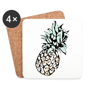 Ananas - Untersetzer (4er-Set) - Weiß - Vorne