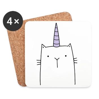Unicorn cat cute gift - Coasters (set of 4) - white - Front