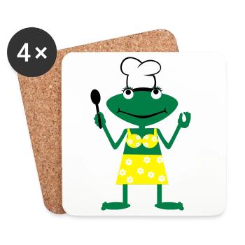 Cuire grenouille - Dessous de verre (lot de 4) - blanc - Devant