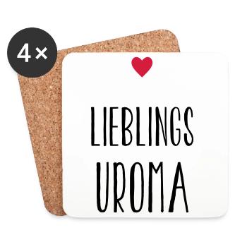 Uroma Lieblingsuroma Herz Geschenk - Untersetzer (4er-Set) - Weiß - Vorne