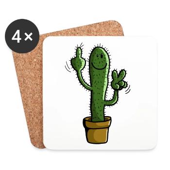 Prickly Cactus - Plant - Comic - Gift - Coasters (set of 4) - white - Front