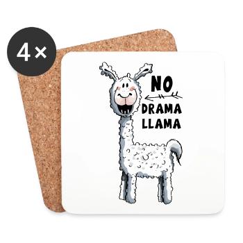 No Drama Llama - Lama - Coasters (set of 4) - white - Front