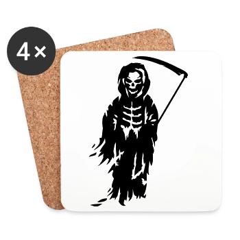 A Grim Reaper - Death with a scythe - Coasters (set of 4) - white - Front