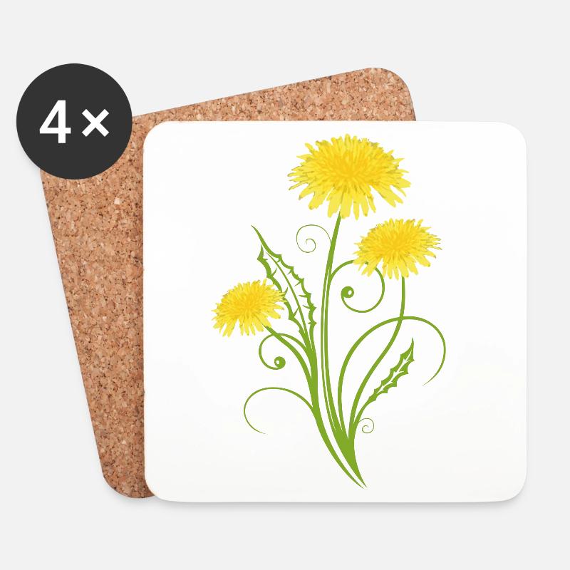 Realistic dandelion, Löwenzahn, Pusteblume - Untersetzer (4er-Set) - Weiß