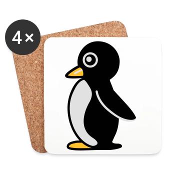 Minimalistischer Pinguin - Untersetzer (4er-Set) - Weiß - Vorne