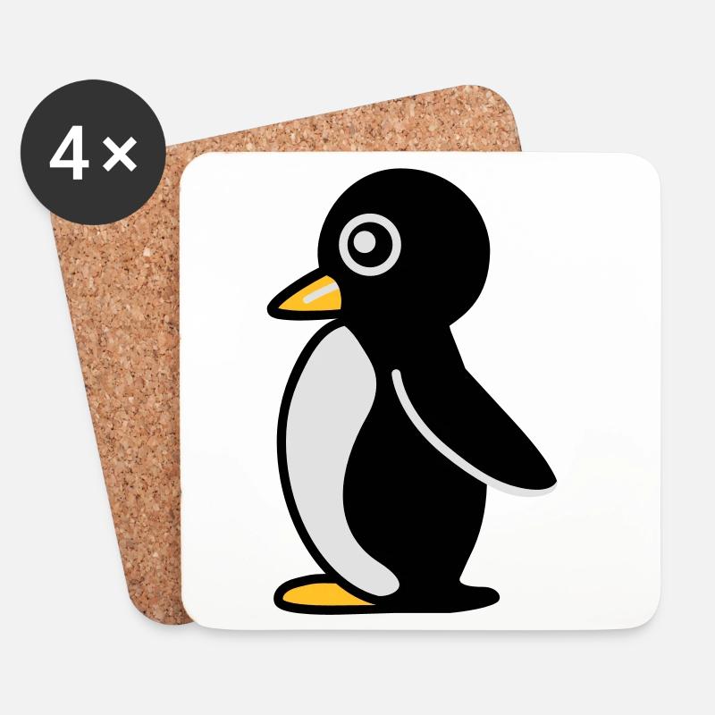 Minimalistischer Pinguin - Untersetzer (4er-Set) - Weiß