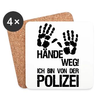 Hände weg Polizei Polizist Beruf Geschenk Spruch - Untersetzer (4er-Set) - Weiß - Vorne