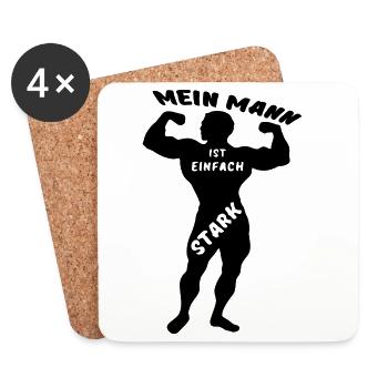 Starker Mann Ehe Liebe Paar Fitness Spruch Sport - Untersetzer (4er-Set) - Weiß - Vorne