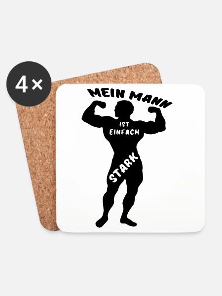 Starker Mann Ehe Liebe Paar Fitness Spruch Sport - Untersetzer (4er-Set) - Weiß