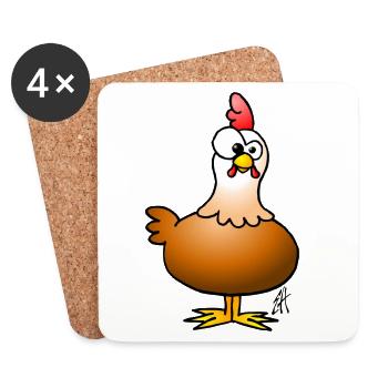Chicken - Hen - Coasters (set of 4) - white - Front
