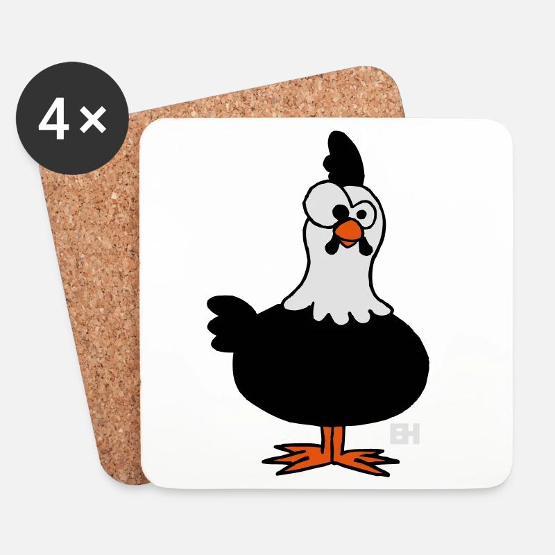 Huhn - Hühnchen - Untersetzer (4er-Set) - Weiß