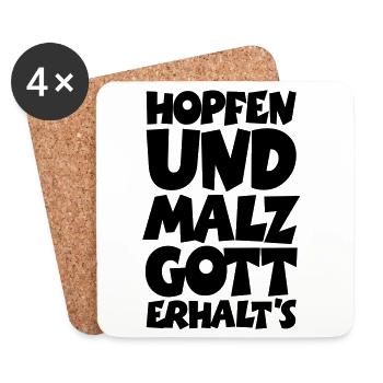 Hopfen und Malz Gott erhalts Bier Spruch - Untersetzer (4er-Set) - Weiß - Vorne