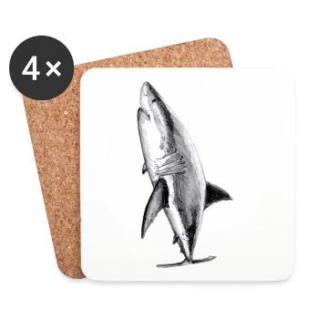 Great white shark - Coasters (set of 4) - white - Front