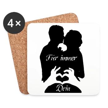 Liebe Paar Partner Ehe Valentinstag Geschenk - Untersetzer (4er-Set) - Weiß - Vorne