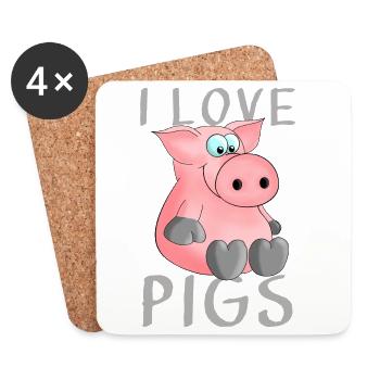 I love pigs Ferkel - Untersetzer (4er-Set) - Weiß - Vorne