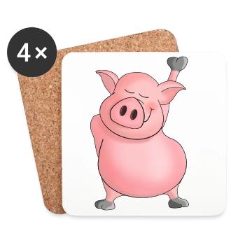 Schwein - Untersetzer (4er-Set) - Weiß - Vorne