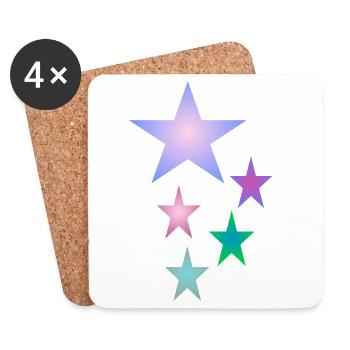 Stern . Des étoiles colorées - Dessous de verre (lot de 4) - blanc - Devant