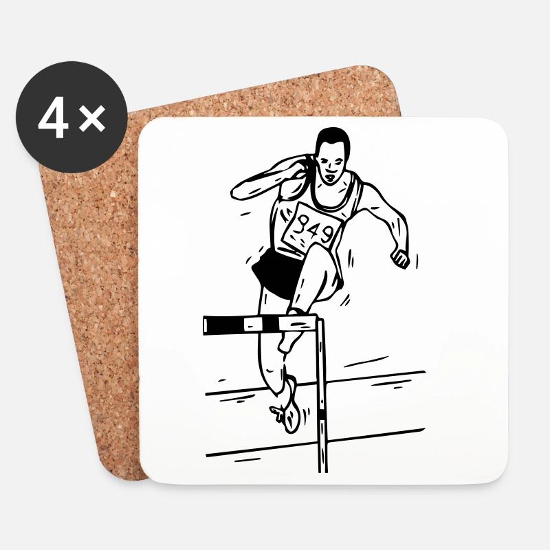 Hürdenlauf - Hürdenläufer - Untersetzer (4er-Set) - Weiß