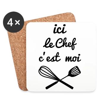chef cuisine - Dessous de verre (lot de 4) - blanc - Devant